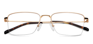 Gold Rectangle Half Rim Unisex Eyeglasses by Vincent Chase-149778