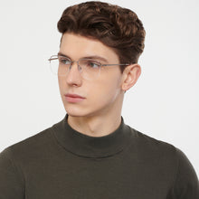 Load image into Gallery viewer, Silver Rectangle Half Rim Unisex Eyeglasses by Vincent Chase-201811