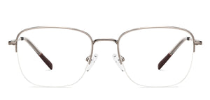 Silver Rectangle Half Rim Unisex Eyeglasses by Vincent Chase-201811