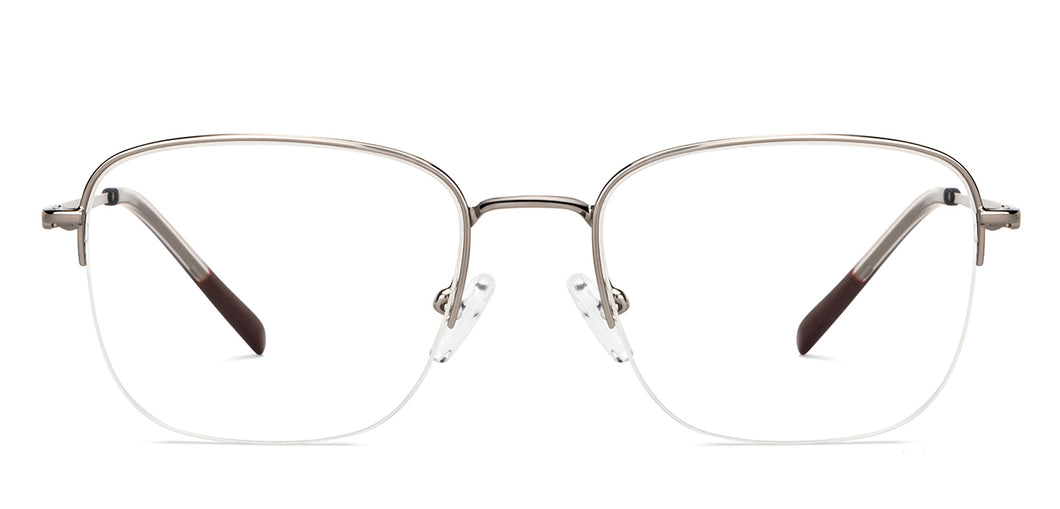 Silver Rectangle Half Rim Unisex Eyeglasses by Vincent Chase-201811