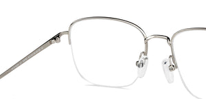 Silver Rectangle Half Rim Unisex Eyeglasses by Vincent Chase-149780