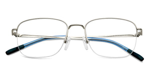 Silver Rectangle Half Rim Unisex Eyeglasses by Vincent Chase-149780