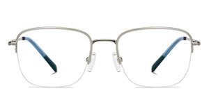 Silver Rectangle Half Rim Unisex Eyeglasses by Vincent Chase-149780