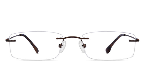 Brown Rectangle Rimless Unisex Eyeglasses by Vincent Chase-150416