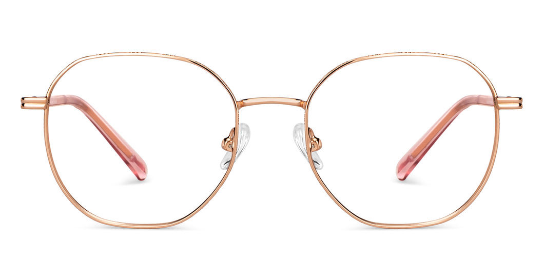 Gold Round Full Rim Unisex Eyeglasses by Vincent Chase-150535