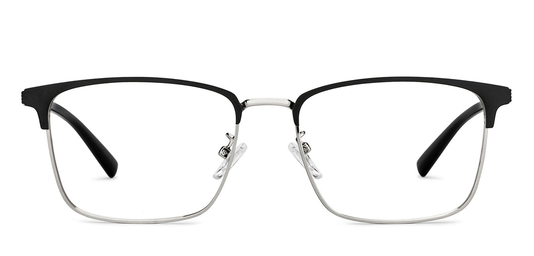 Silver Rectangle Full Rim Men Eyeglasses by Vincent Chase-152035