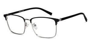 Silver Rectangle Full Rim Men Eyeglasses by Vincent Chase-152035
