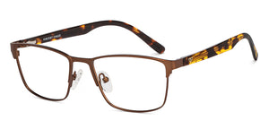 Brown Rectangle Full Rim Unisex Eyeglasses by Vincent Chase-201361
