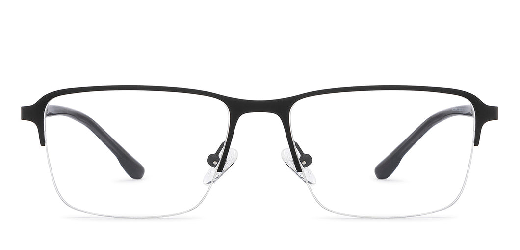 Black Rectangle Half Rim Unisex Eyeglasses by Vincent Chase-209029