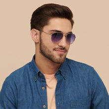 Load image into Gallery viewer, Silver Aviator Full Rim Narrow Unisex Sunglasses by Vincent Chase-146439