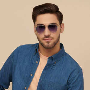 Silver Aviator Full Rim Narrow Unisex Sunglasses by Vincent Chase-146439