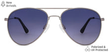 Load image into Gallery viewer, Silver Aviator Full Rim Narrow Unisex Sunglasses by Vincent Chase-146439