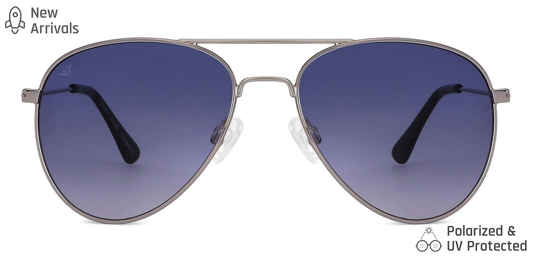Silver Aviator Full Rim Narrow Unisex Sunglasses by Vincent Chase-146439