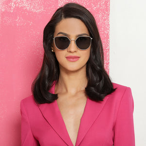 Silver Cat Eye Full Rim Wide Women Sunglasses by Vincent Chase Polarized-139364
