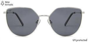 Silver Cat Eye Full Rim Wide Women Sunglasses by Vincent Chase Polarized-139364