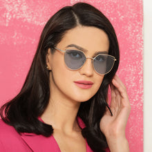 Load image into Gallery viewer, Gold Cat Eye Full Rim Wide Women Sunglasses by Vincent Chase Polarized-139365