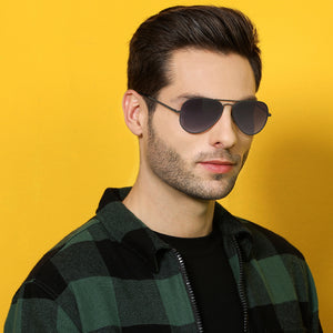 Grey Aviator Full Rim Unisex Sunglasses by Vincent Chase Online-131297