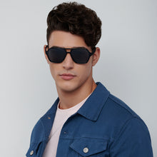 Load image into Gallery viewer, Black Geometric Full Rim Unisex Sunglasses by Vincent Chase Polarized-203728