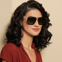 Load image into Gallery viewer, Gold Square Full Rim Unisex Sunglasses by Vincent Chase Polarized-202871