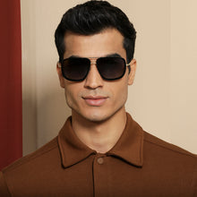 Load image into Gallery viewer, Gold Square Full Rim Unisex Sunglasses by Vincent Chase Polarized-138531