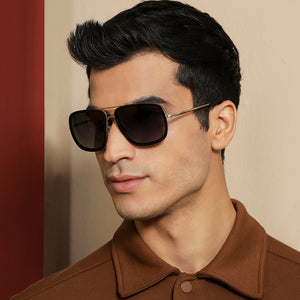 Gold Square Full Rim Unisex Sunglasses by Vincent Chase Polarized-138531