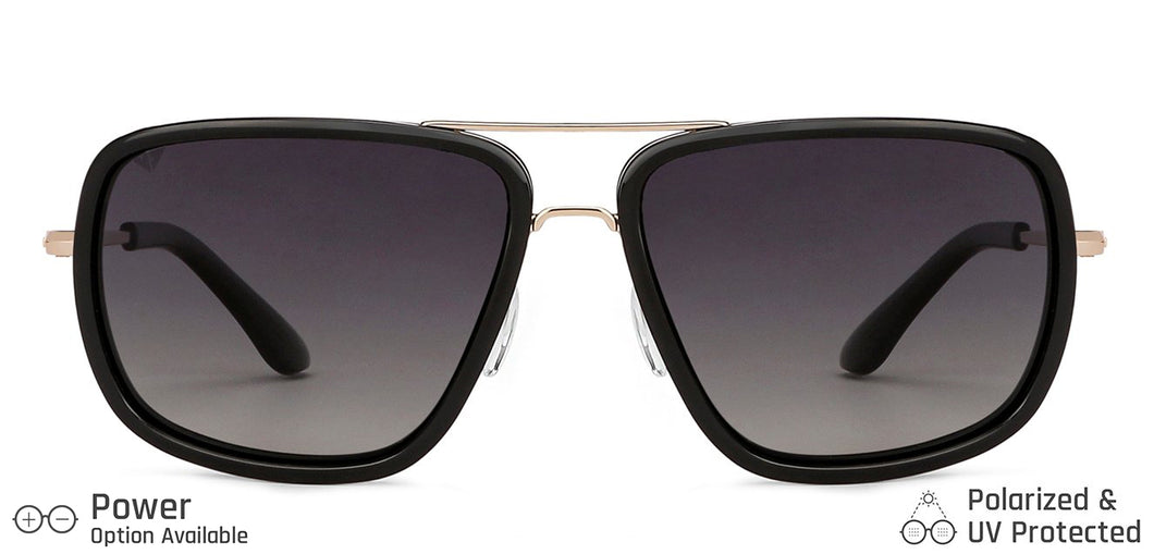 Gold Square Full Rim Unisex Sunglasses by Vincent Chase Polarized-138531