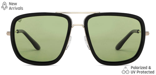 Gold Square Full Rim Unisex Sunglasses by Vincent Chase Polarized-146645