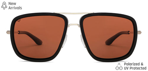 Gold Square Full Rim Unisex Sunglasses by Vincent Chase Polarized-146648