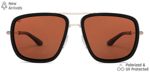 Gold Square Full Rim Unisex Sunglasses by Vincent Chase Polarized-146648