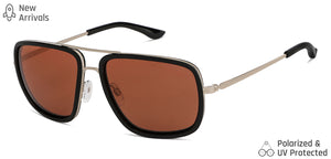 Gold Square Full Rim Unisex Sunglasses by Vincent Chase Polarized-146648