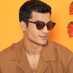 Brown Round Full Rim Unisex Sunglasses by Vincent Chase Online-139500