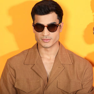 Brown Round Full Rim Unisex Sunglasses by Vincent Chase Online-139500