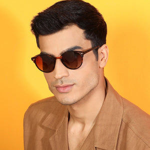Brown Round Full Rim Unisex Sunglasses by Vincent Chase Online-139500