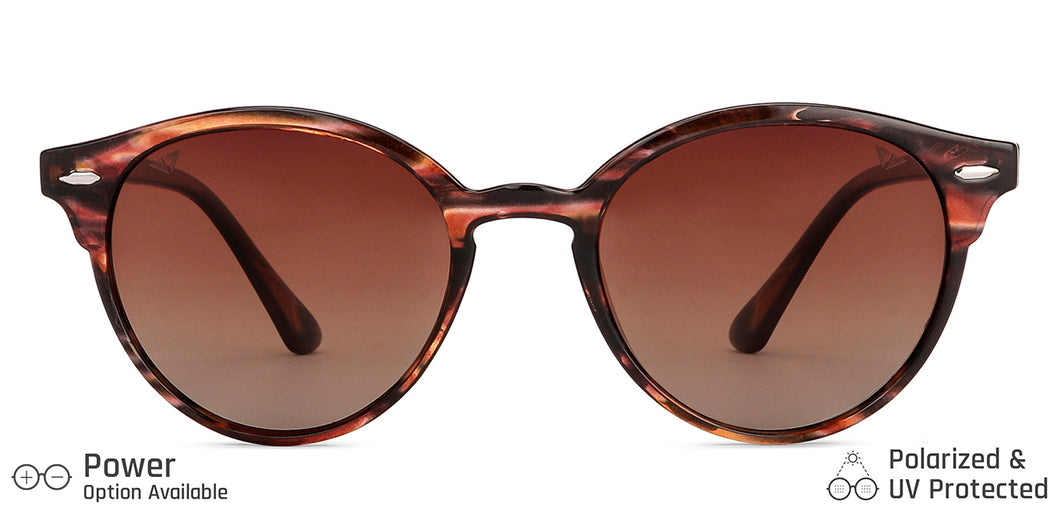 Brown Round Full Rim Unisex Sunglasses by Vincent Chase Online-139500