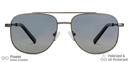 Gunmetal Square Full Rim Wide Unisex Sunglasses by Vincent Chase Polarized-137070