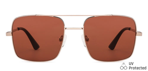 Gold Square Full Rim Extra Wide Unisex Sunglasses by Vincent Chase Polarized-137079