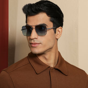 Silver Square Full Rim Extra Wide Unisex Sunglasses by Vincent Chase Polarized-137081
