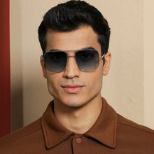 Load image into Gallery viewer, Silver Square Full Rim Extra Wide Unisex Sunglasses by Vincent Chase Polarized-137081