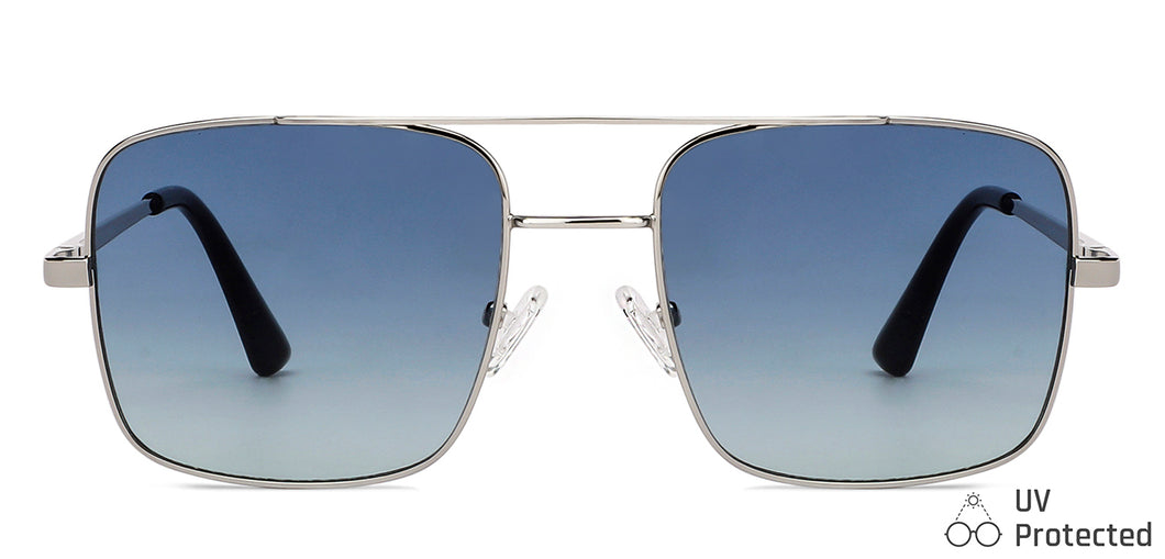 Silver Square Full Rim Extra Wide Unisex Sunglasses by Vincent Chase Polarized-137081