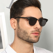 Load image into Gallery viewer, Black Clubmaster Full Rim Wide Unisex Sunglasses by Vincent Chase Polarized-137709