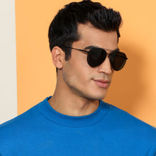Load image into Gallery viewer, Black Aviator Full Rim Unisex Sunglasses by Vincent Chase Polarized-138378