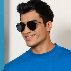 Black Aviator Full Rim Unisex Sunglasses by Vincent Chase Polarized-138378