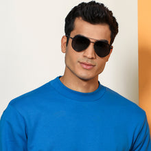 Load image into Gallery viewer, Black Aviator Full Rim Unisex Sunglasses by Vincent Chase Polarized-138378