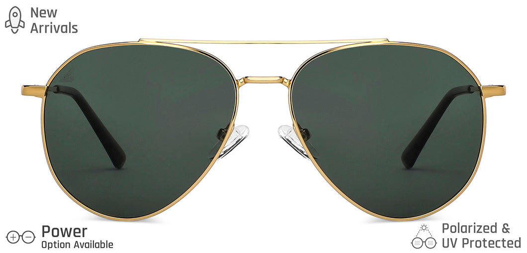 Gold Aviator Full Rim Unisex Sunglasses by Vincent Chase-149275