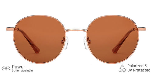 Gold Round Full Rim Unisex Sunglasses by Vincent Chase Polarized-138393