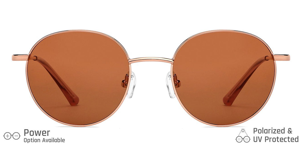 Gold Round Full Rim Unisex Sunglasses by Vincent Chase Polarized-138393