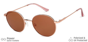 Gold Round Full Rim Unisex Sunglasses by Vincent Chase Polarized-138393
