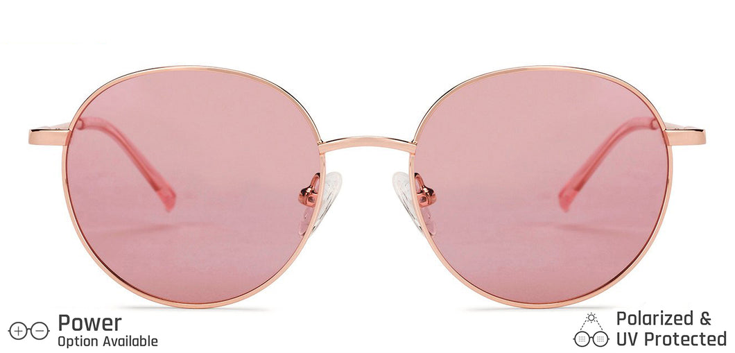Gold Round Full Rim Medium Unisex Sunglasses by Vincent Chase Polarized-138395