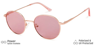Gold Round Full Rim Medium Unisex Sunglasses by Vincent Chase Polarized-138395