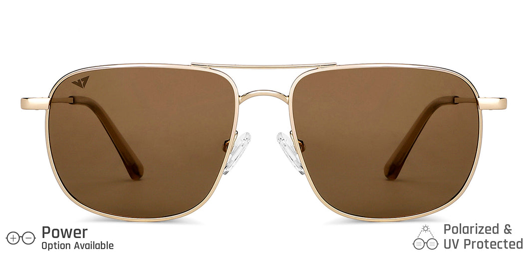 Gold Square Full Rim Unisex Sunglasses by Vincent Chase-149035